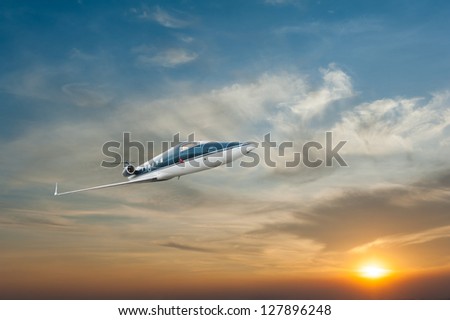 Plane in the sky with the sun