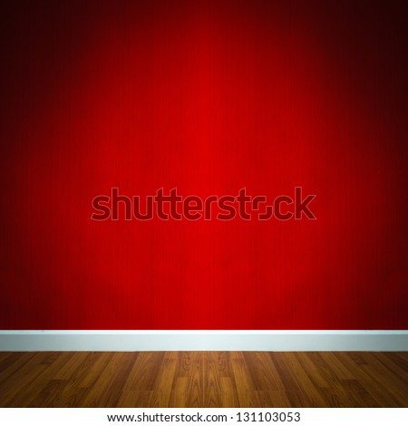 room interior with red wallpaper