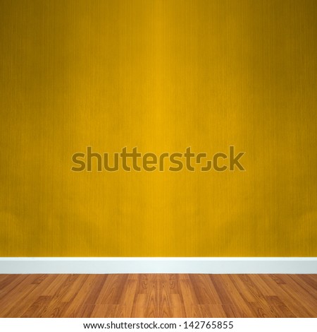 room interior with yellow wallpaper