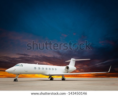 Jet Plane Parked With Nice Sky
