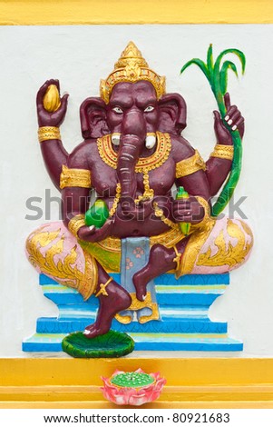 Indian or Hindu God Named Bala Ganapati  at Wat Saman, Chachoengsao, Thailand