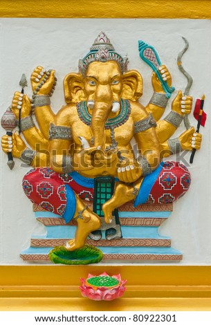 Indian or Hindu God Named Duraga Ganapati at Wat Saman, Chachoengsao, Thailand