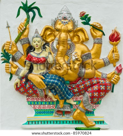 Indian or Hindu God Named Udhawa Ganapati at Wat Saman, Chachoen
