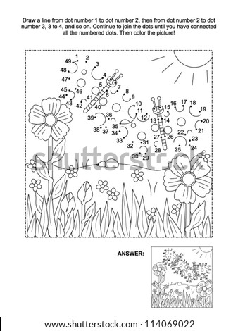 Spring Coloring Sheets on Connect The Dots Picture Puzzle And Coloring Page  Spring Or Summer
