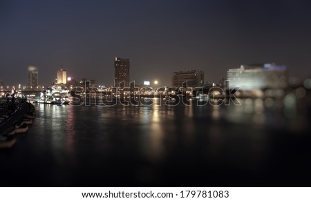 Cairo Nile at night - blurry focus effect