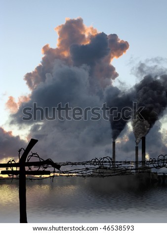 pollution... Factory Smoke Vs Prison Fence