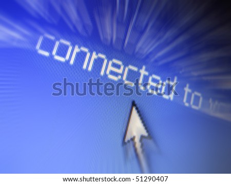 Blurred background with a mouse pointer pointing to \