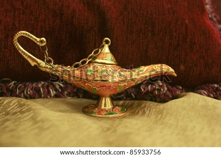 Colorful genie lamp, also called Aladdin lamp
