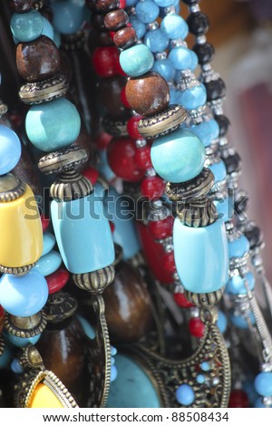 Egyptian beads necklaces of wood, seashell, amber,.. etc.