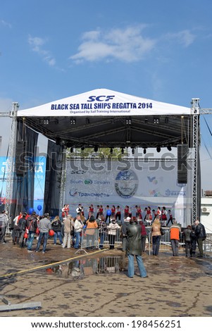 VARNA, BULGARIA - APRIL 30, 2014: Varna is a host of the prestigious international maritime event for a second time - the SCF Black Sea Tall Ships Regatta. The cultural program.
