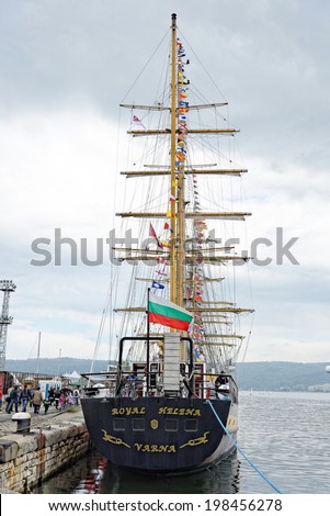 VARNA, BULGARIA - APRIL 30, 2014: Varna is a host of the international maritime event - the SCF Black Sea Tall Ships Regatta. The Bulgarian \'\'Royal Helena\'\'.