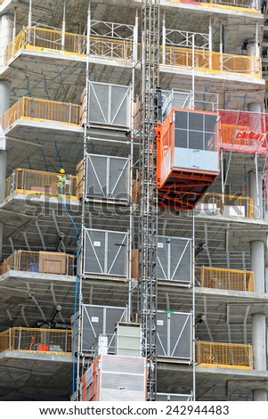 LONDON, UK - JULY 1, 2014: New big development by SKANSKA construction company close to Bank of England in City of London, United Kingdom.