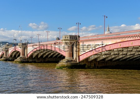 Blackfriars bridge -  a road and foot traffic bridge, over the river Thames in London, UK.