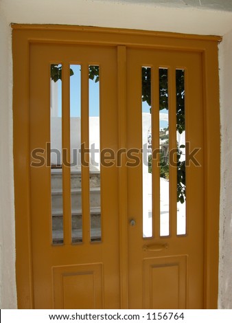 View of Mykonos through door