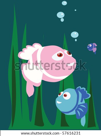 aquarium blue bubble dark fish green ocean pink sea seaweed