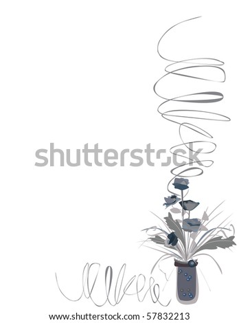 abstraction background blue branch dark flowers framework grey liana nature vase