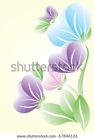 illustration with flower yellow background and green leaves nature