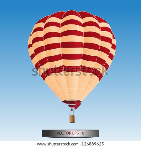 vector illustration with hot air balloon in the sky