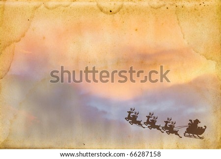 grunge paper texture with santa in the full moon