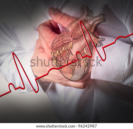 Heart Attack and heart beats cardiogram background