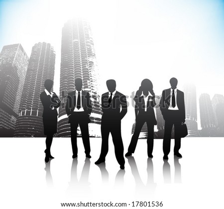 Business people on city
