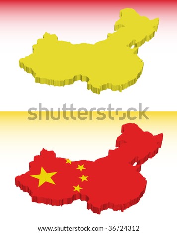 china flag map. stock vector : 3D China map