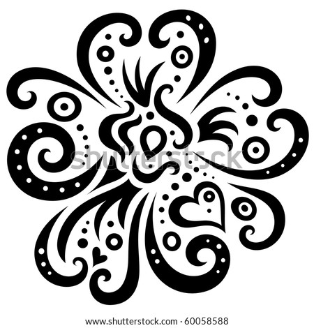 stock vector Tribal flower with heart