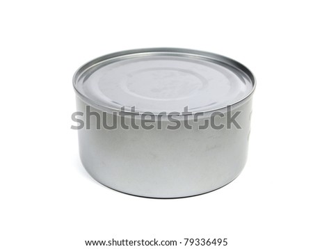 bank of canned tuna fish on a white background