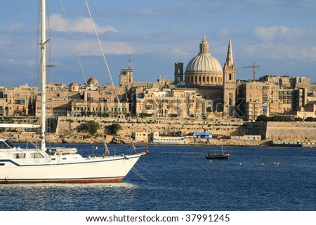 View of  Marsamxett Harbour and Valletta (Malta, Maltese islands)