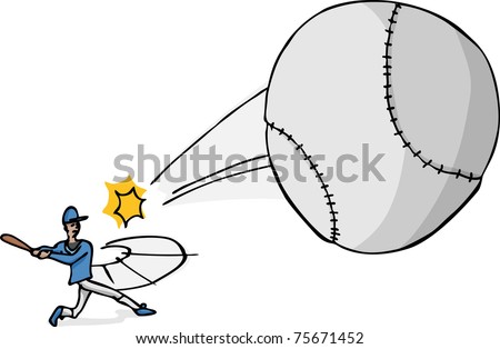 Illustration of a softball or baseball player hitting a ball