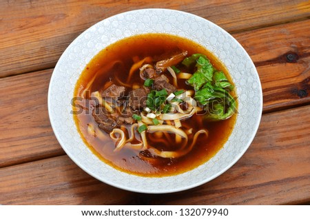 Beef stew in soysauce with noodles  - a popular food in Taiwan