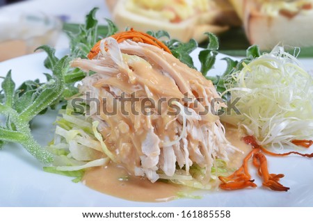 Shredded boiled chicken with  sauce   - A Popular Taiwan food in summer