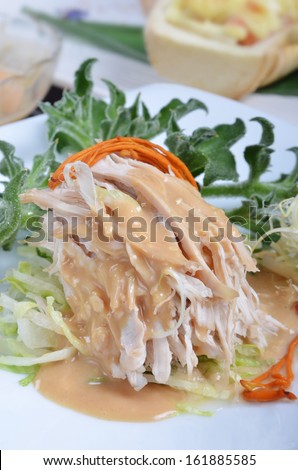 Shredded boiled chicken with  sauce   - A Popular Taiwan food in summer