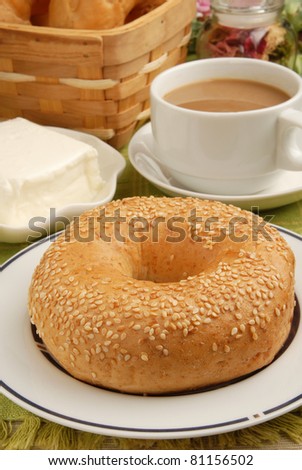 Bagel with Cream Cheese and Coffee
