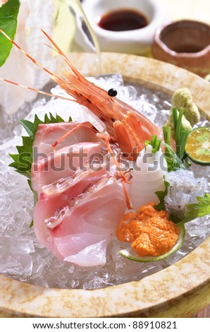 Delicious Japanese fresh raw seafoods-Sashimi