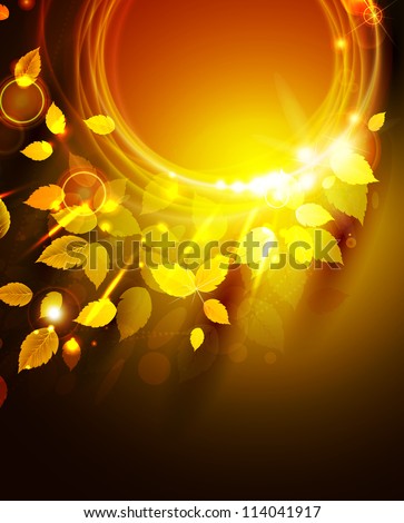 raster version of autumn shine background with yellow leaves