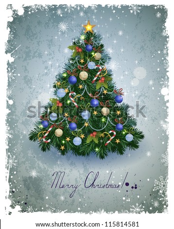 vintage greeting-card with Christmas fir-tree vintage greeting-card with Christmas fir-tree