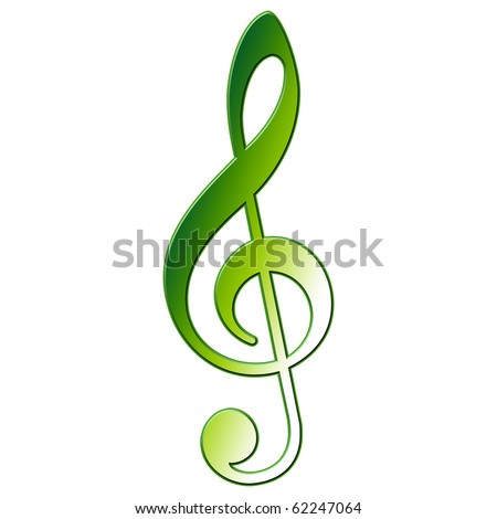 stock photo Music Note treble clef green color note music