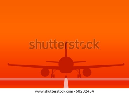 Airplane Landing and Take off at sunset