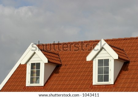 red roof on american style house