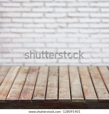 Wooden empty table with b