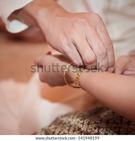 Hands ring wedding thai clothing married closeup