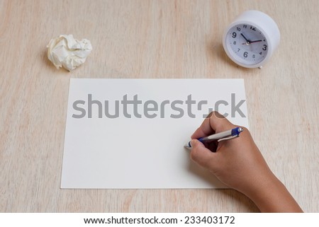 Hand writing on paper