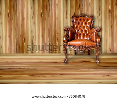 luxury leather armchair on wood