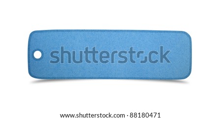 blue talk tag recycled paper craft stick on white background