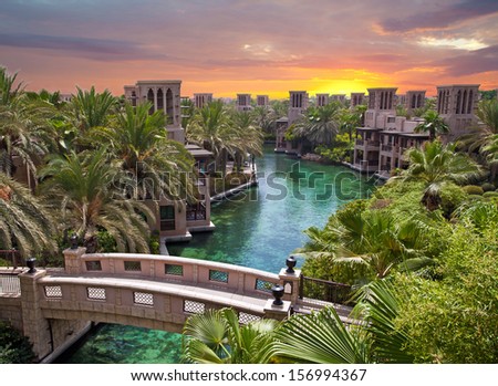 Artificial river in Dubai, Saudi Arabia