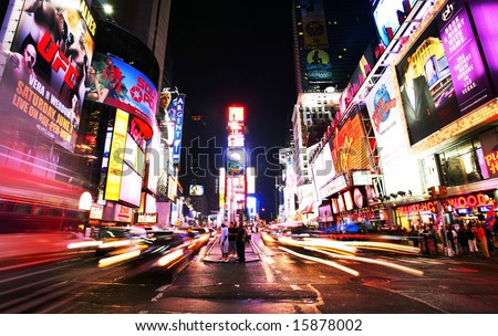 New York Times Square traffic at night - summer 2008