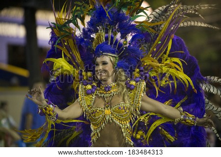 RIO DE JANEIRO, RJ /BRAZIL - FEBRUARY 28:  parade of samba schools Imperio Serrano, access group in Carnival 2014 on february 28, 2014 in Rio de Janeiro.