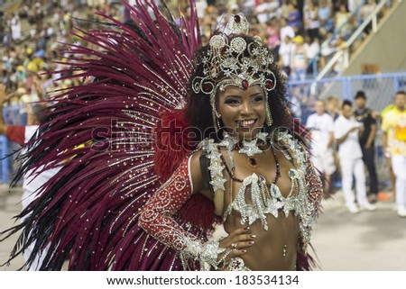 RIO DE JANEIRO, RJ /BRAZIL - FEBRUARY 28:  parade of samba schools Renascer de Jacarepagua, access group in Carnival 2014 on february 28, 2014 in Rio de Janeiro.