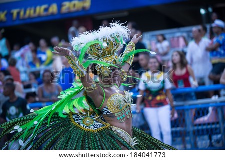 RIO DE JANEIRO, RJ /BRAZIL - MARCH 01:  parade of samba schools Academicos do Cubango, access group in Carnival 2014 on march 01, 2014 in Rio de Janeiro.